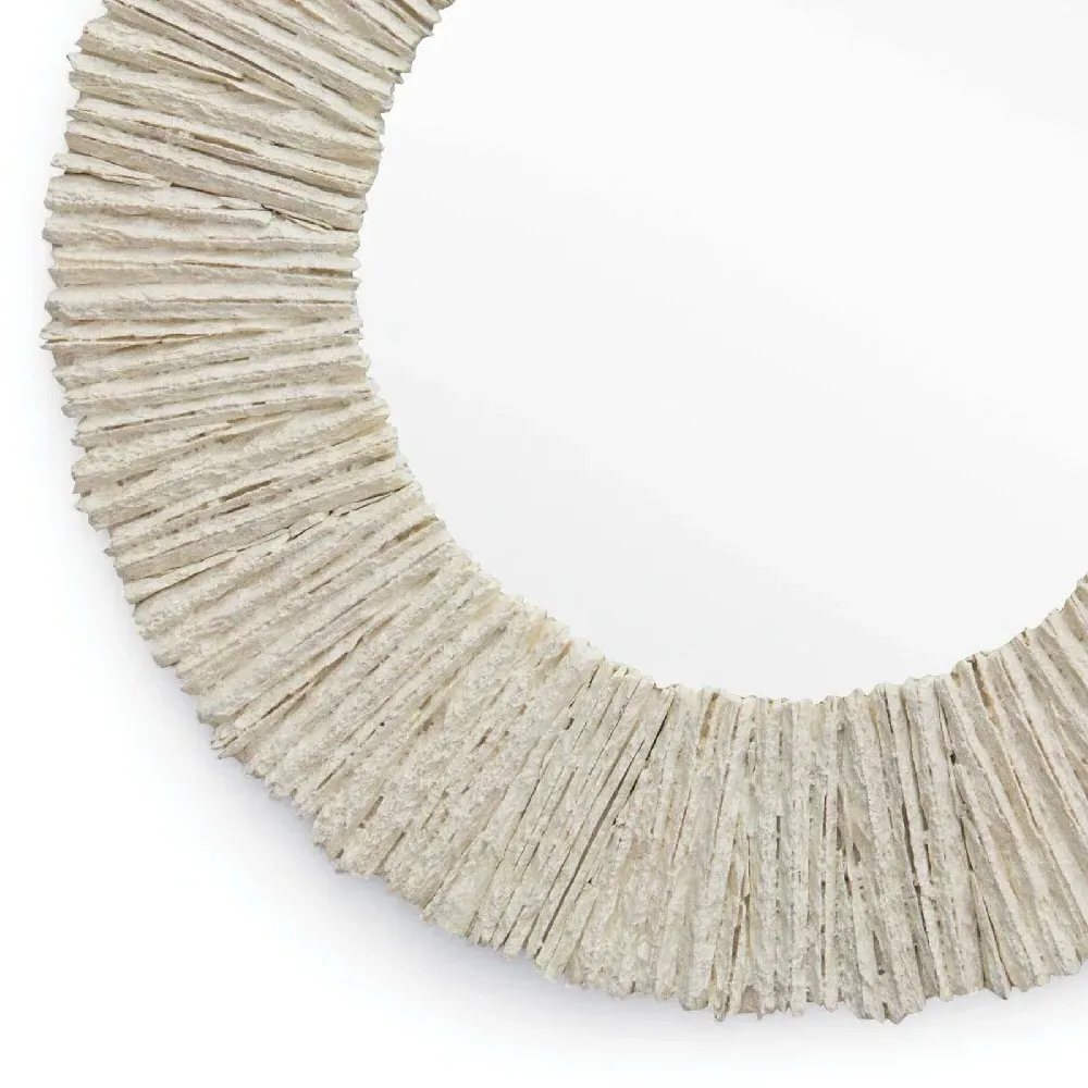 Slate Coastal Round Wall Mirror - White, Resin