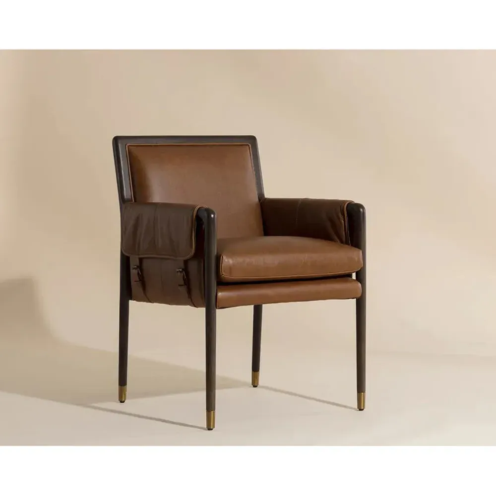 Slimece Dining Arm Chair - Brown, Oak Wood
