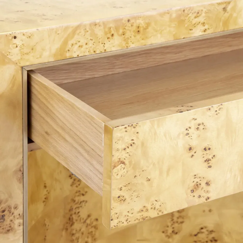 Sloane Rectangular Side Table with Drawer - Brown Burl