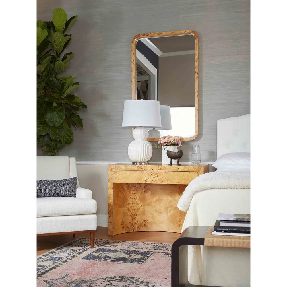 Sloane Rectangular Side Table with Drawer - Brown Burl