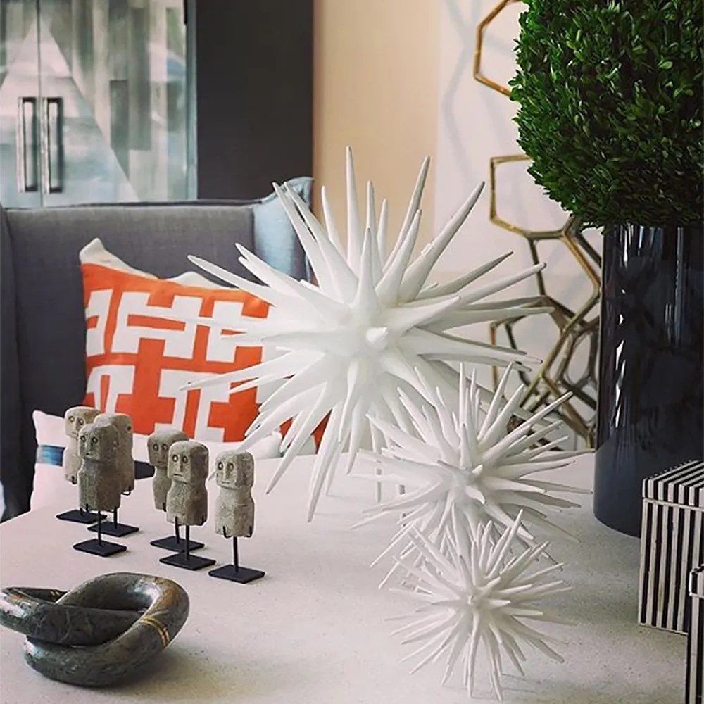 Small Sea Urchin Sculpture - Frost White, Resin