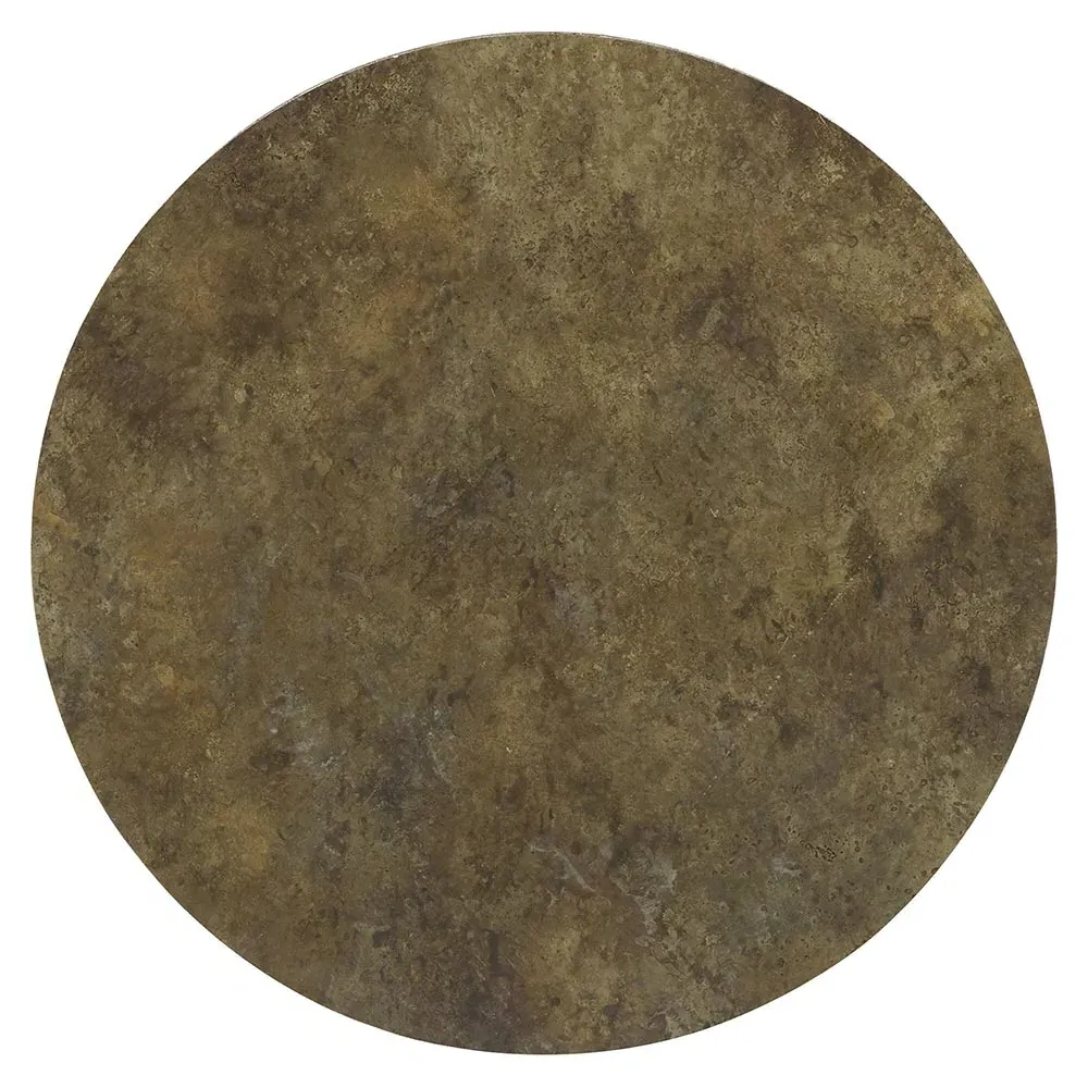 Smaug Round Accent Side Table - Brown, Brass