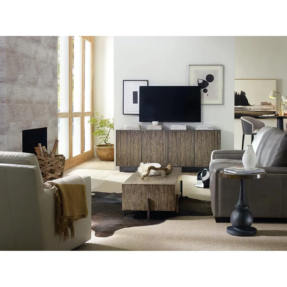 Smaug Round Accent Side Table - Brown, Brass