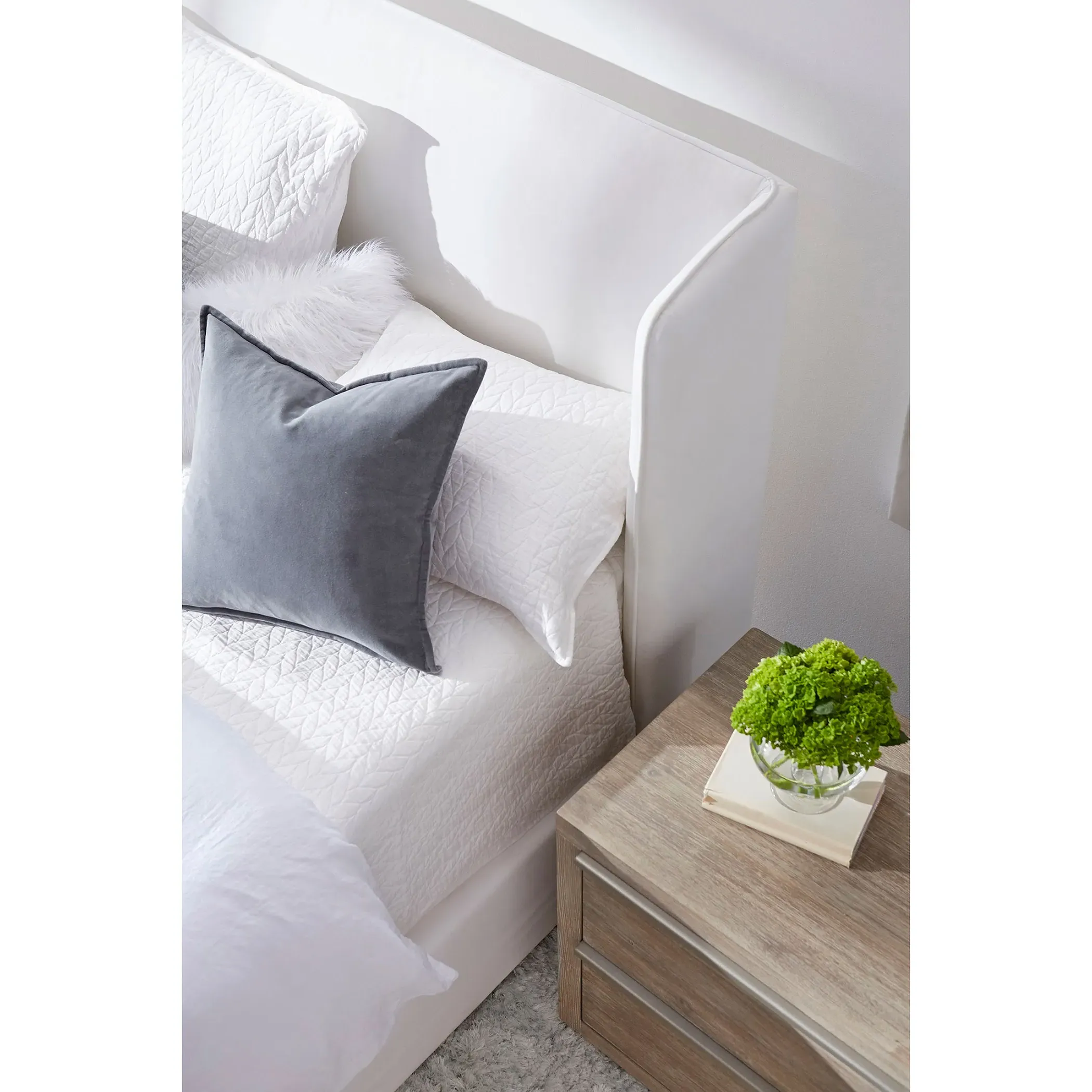 Sofia Cal King Platform Bed - Pearl White, Oak