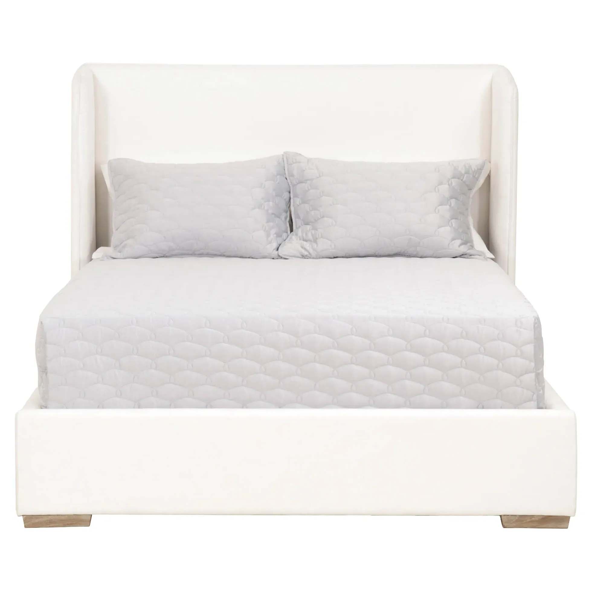 Sofia Queen Platform Bed - Pearl White, Oak