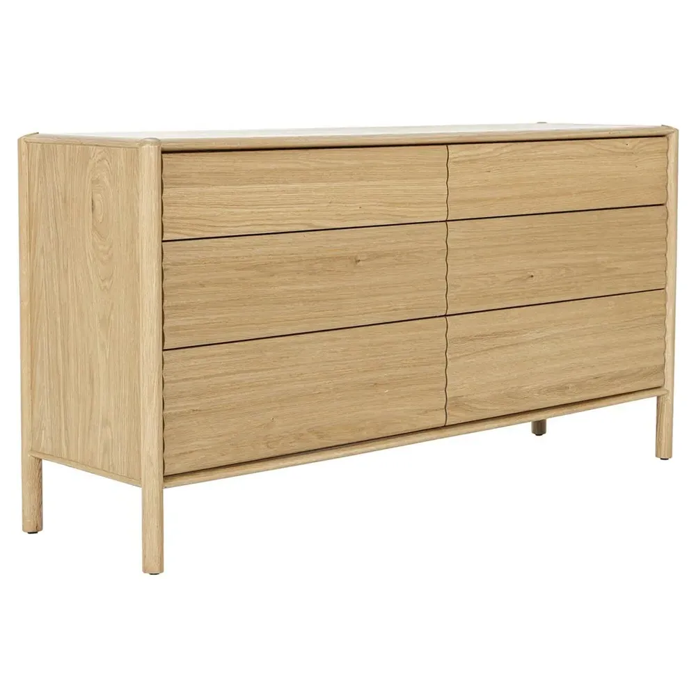 Sol Oak Wood Double Dresser - Brown