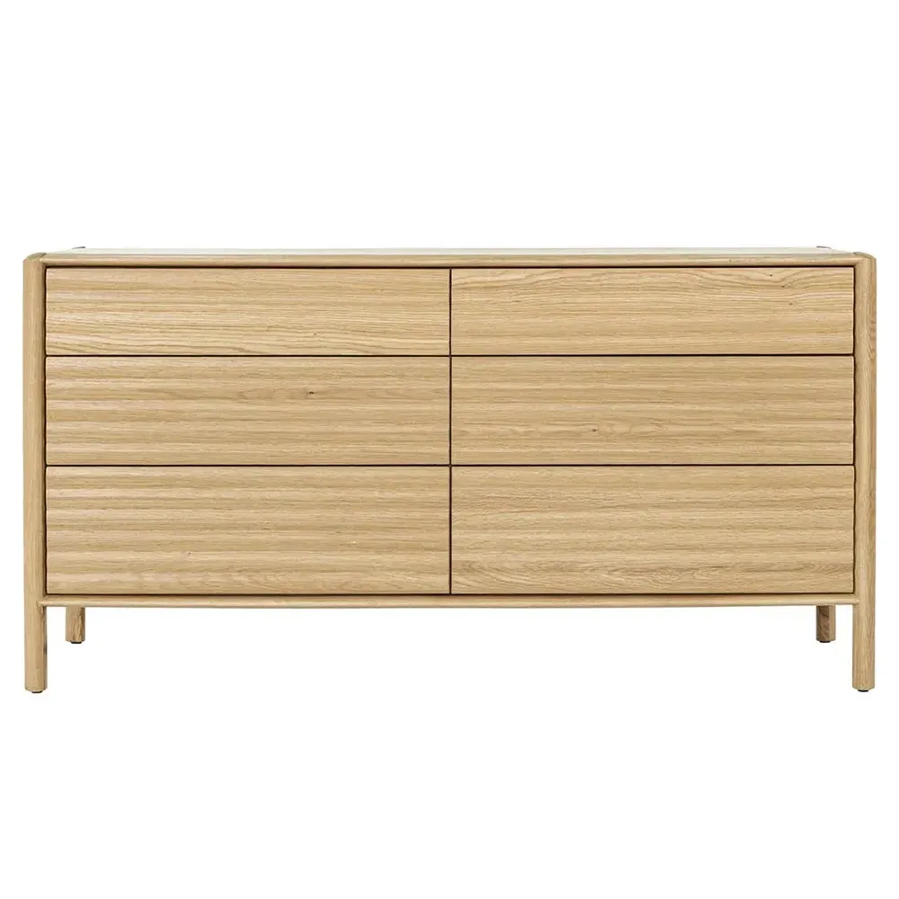 Sol Oak Wood Double Dresser - Brown