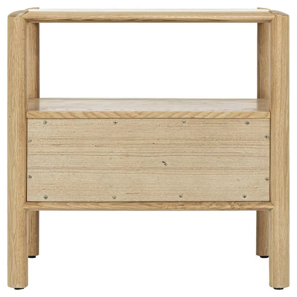 Sol Oak Wood Nightstand - Brown