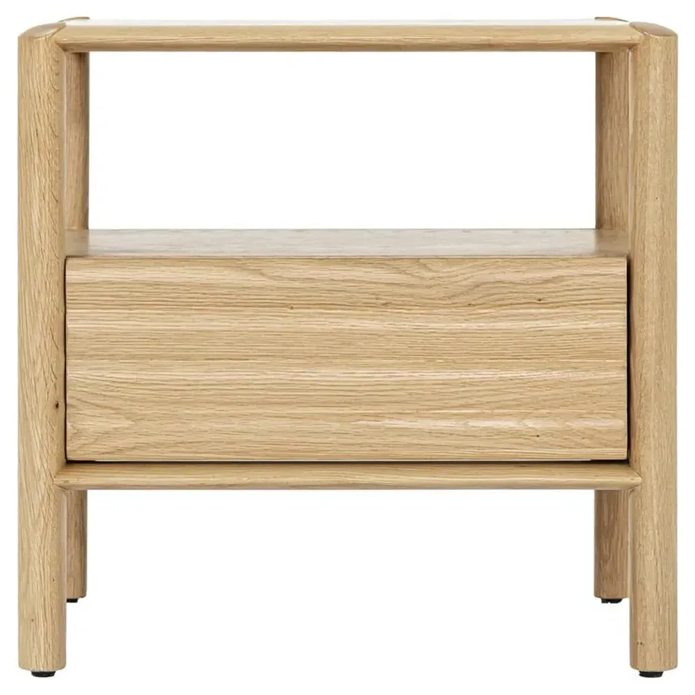 Sol Oak Wood Nightstand - Brown image