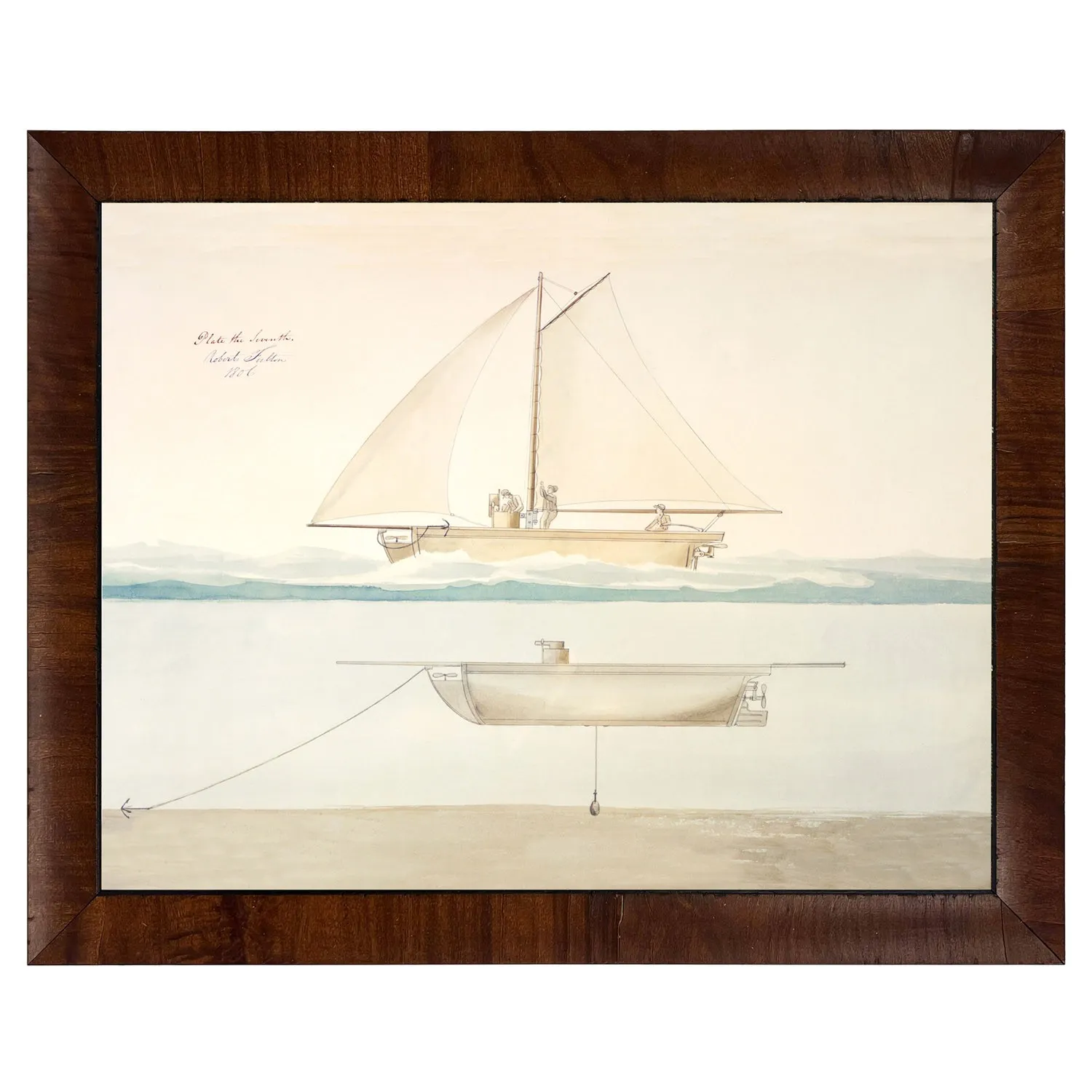 Solas Sailboat Frame Painting - Beige, Walnut Burl image