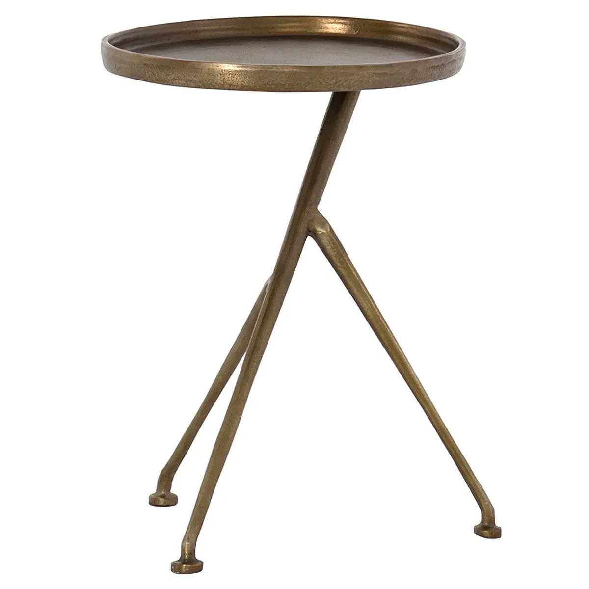 Soledad Oval Side Table Tripod Base - Antique Brass, Aluminum