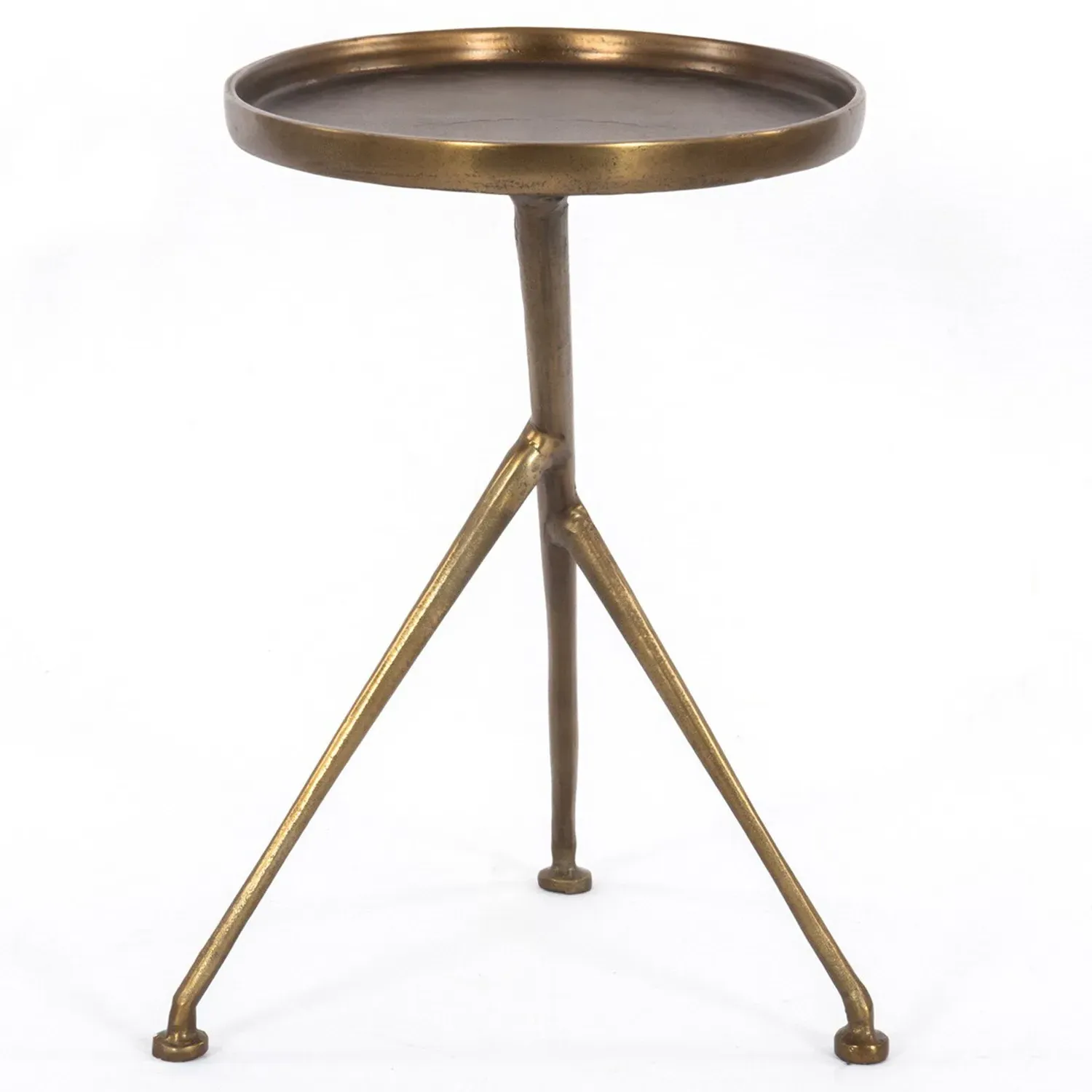 Soledad Oval Side Table Tripod Base - Antique Brass, Aluminum
