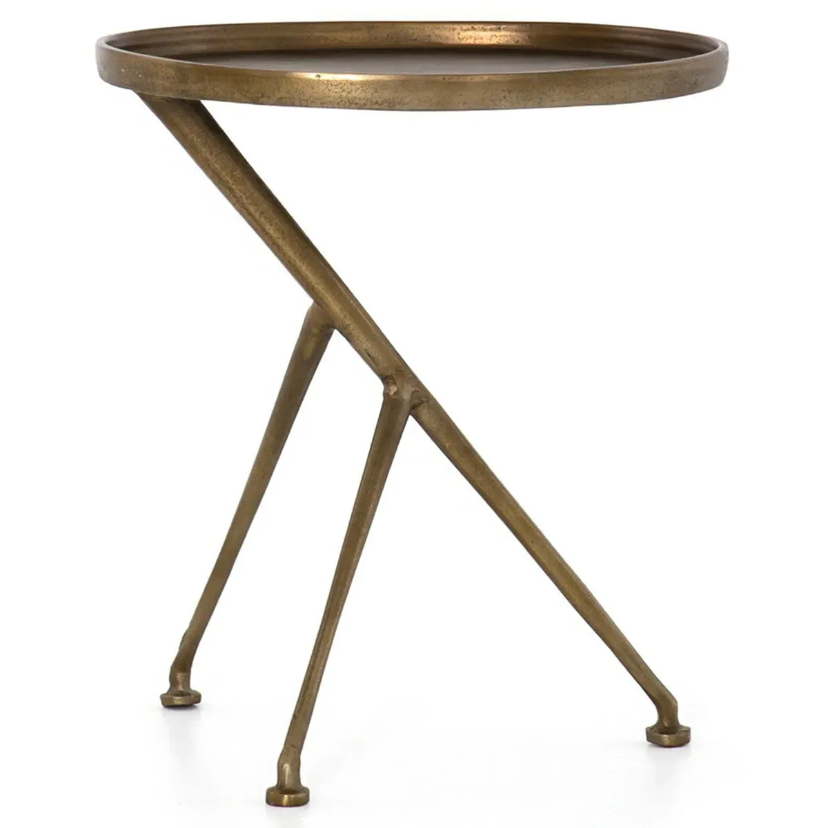 Soledad Oval Side Table Tripod Base - Antique Brass, Aluminum