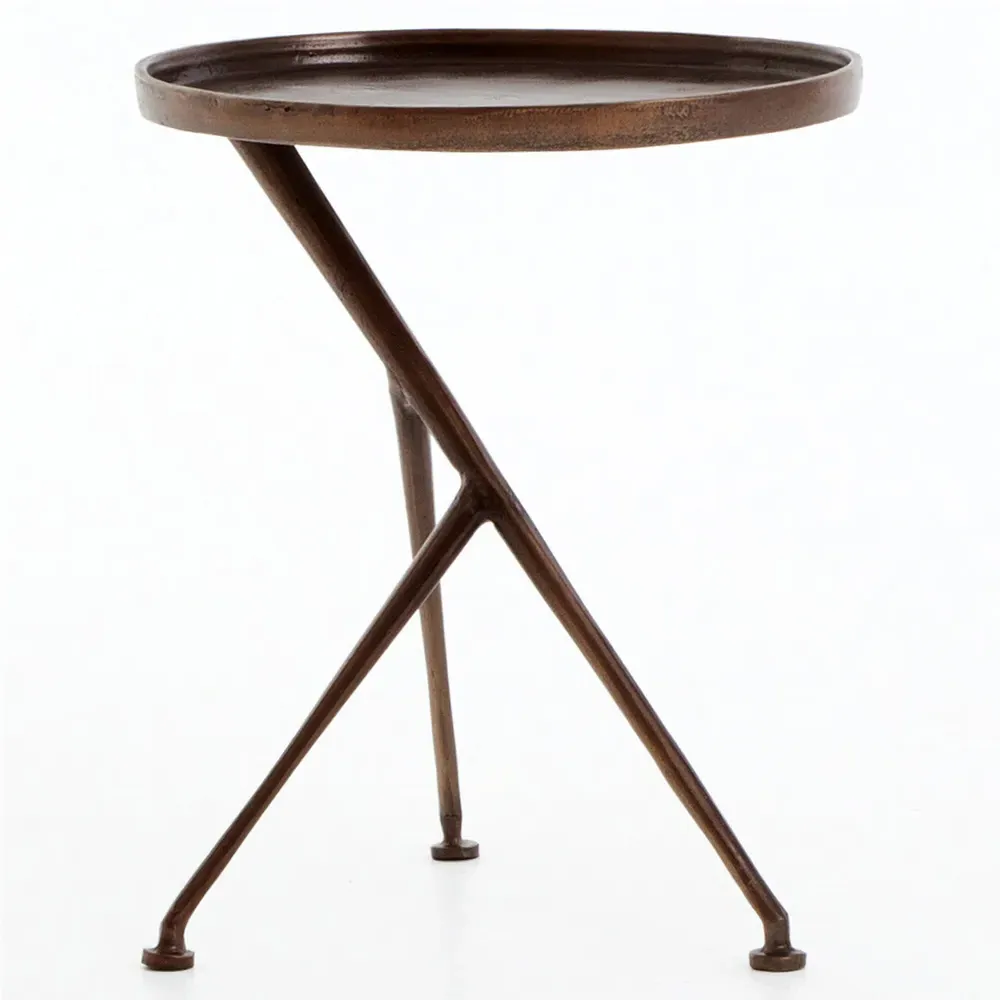 Soledad Oval Side Table Tripod Base - Rust Brown, Aluminum