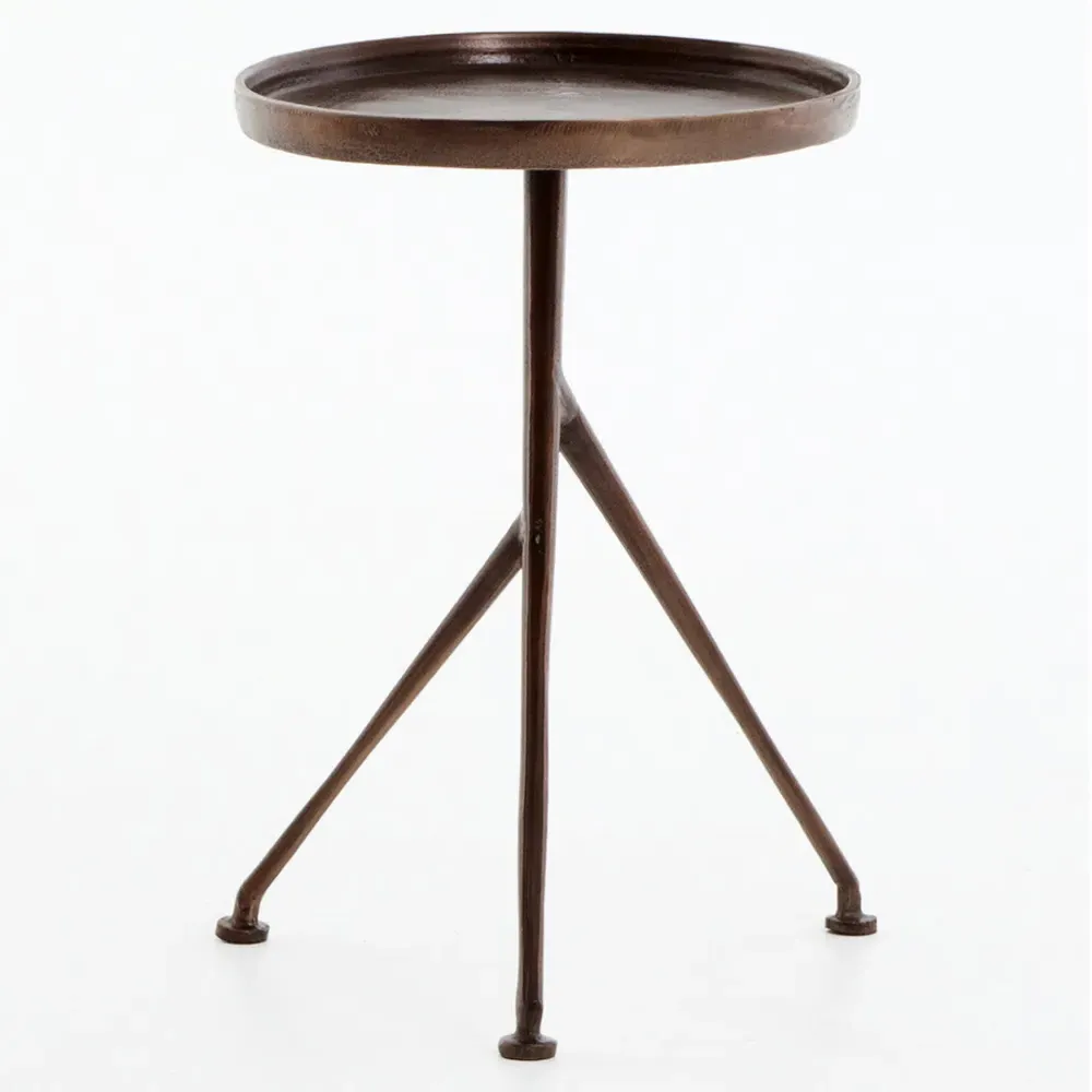 Soledad Oval Side Table Tripod Base - Rust Brown, Aluminum
