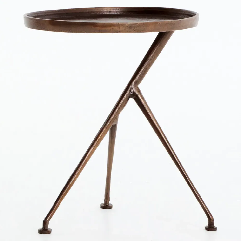 Soledad Oval Side Table Tripod Base - Rust Brown, Aluminum