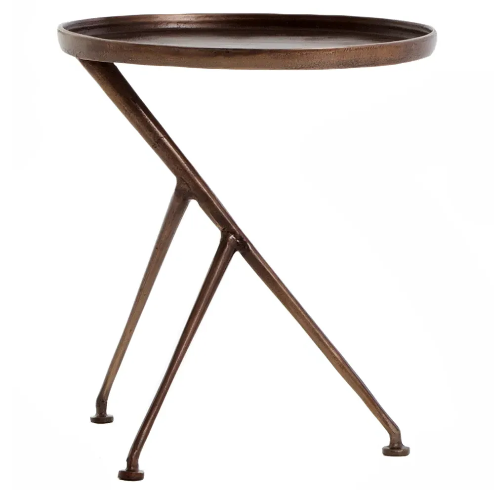 Soledad Oval Side Table Tripod Base - Rust Brown, Aluminum