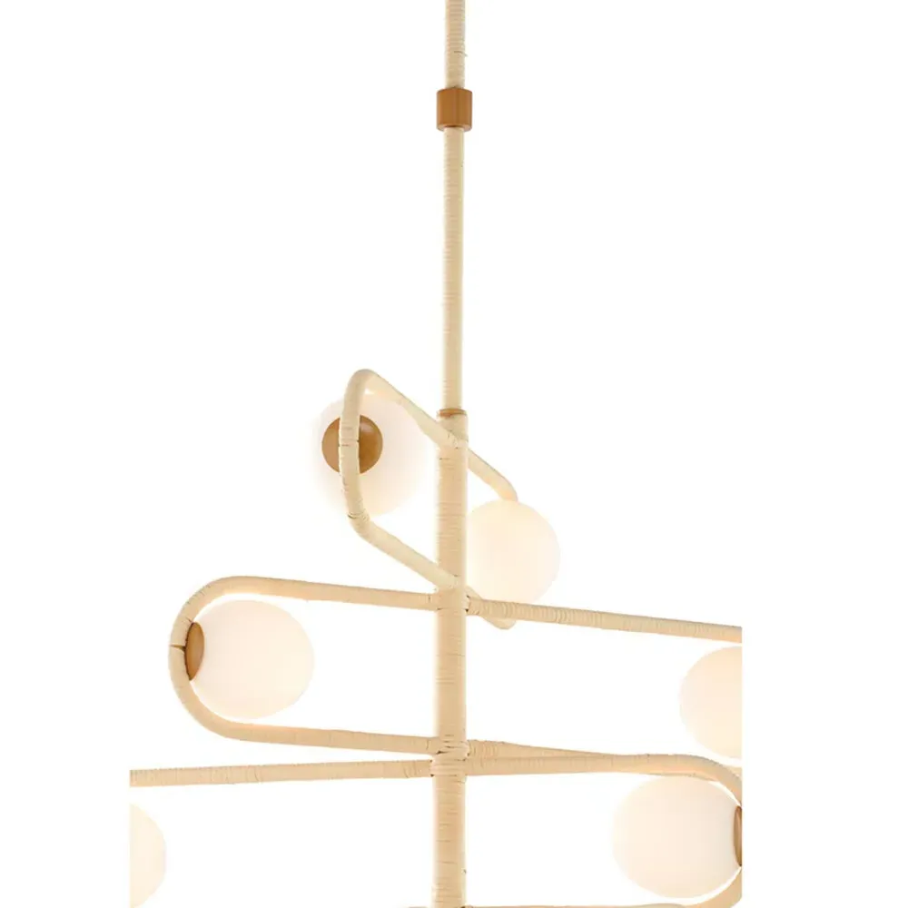 Soleil Large 4 Tier Globe Chandelier - Natural, Rattan