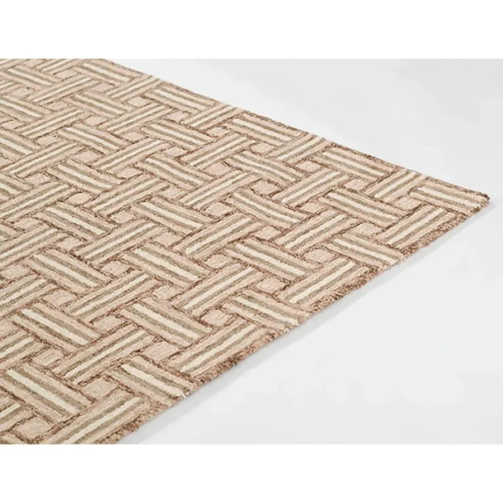 Solene Basketweave Patterned Rug - Brown, Wool
