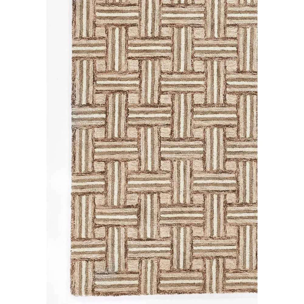 Solene Basketweave Patterned Rug - Brown, Wool