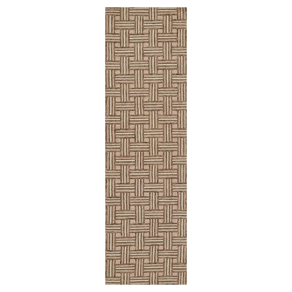 Solene Basketweave Patterned Rug - Brown, Wool