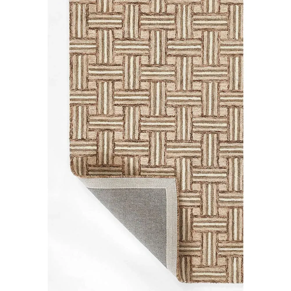 Solene Basketweave Patterned Rug - Brown, Wool