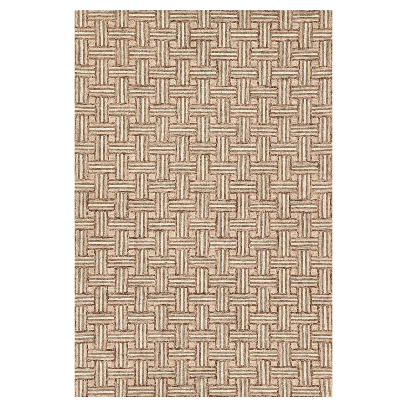 Solene Basketweave Patterned Rug - Brown, Wool