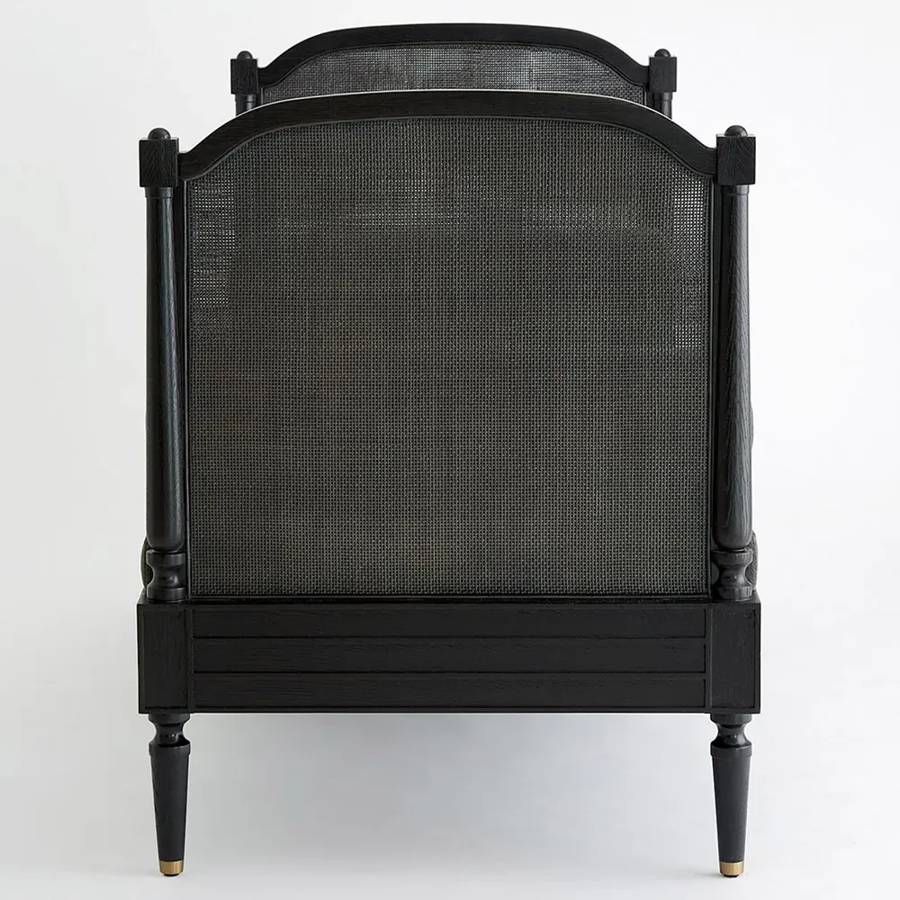 Solene Daybed with Woven Cane - Black, Velvet