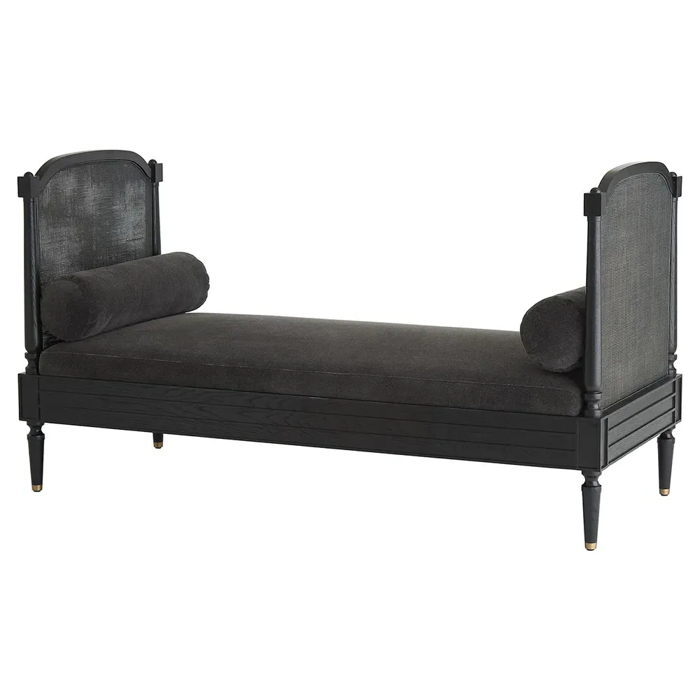 Solene Daybed with Woven Cane - Black, Velvet image