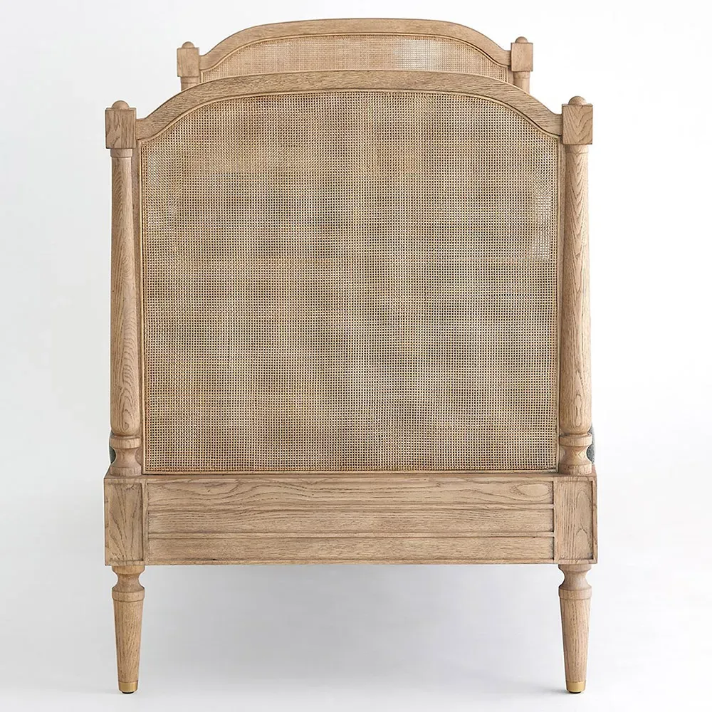 Solene Daybed with Woven Cane - Grey, Velvet