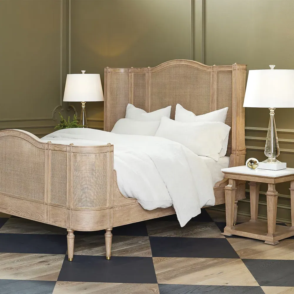 Solene Side Table - White, Marble Oak