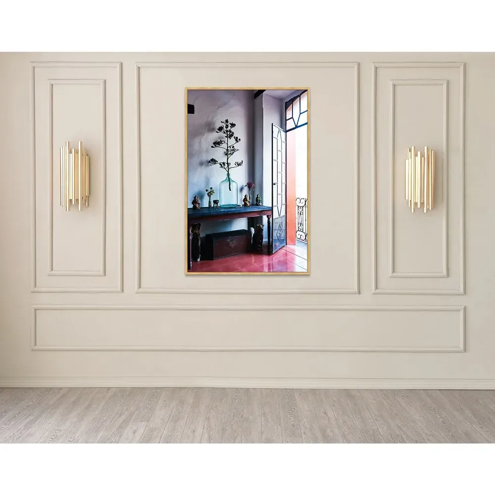 Solenne Blue Bottle Gold Frame Photograph - Blue