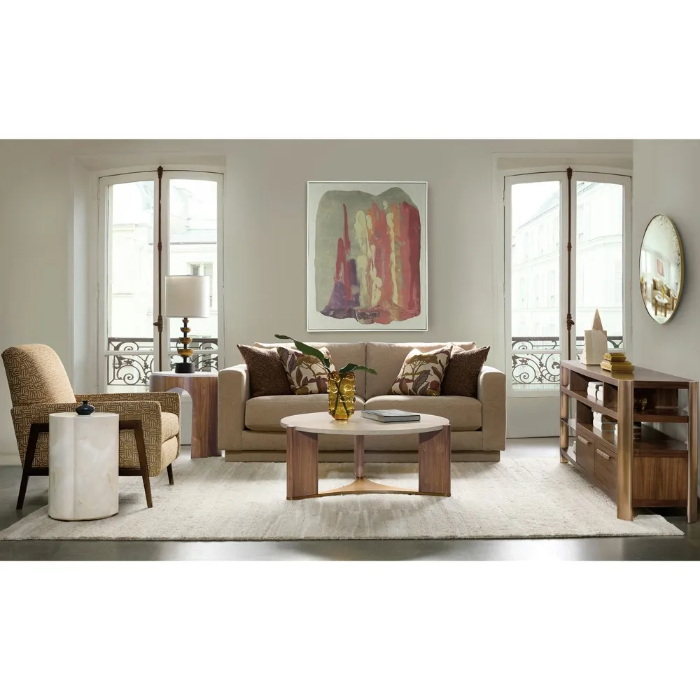 Solivra Round Accent Table - Cream, Faux Onyx