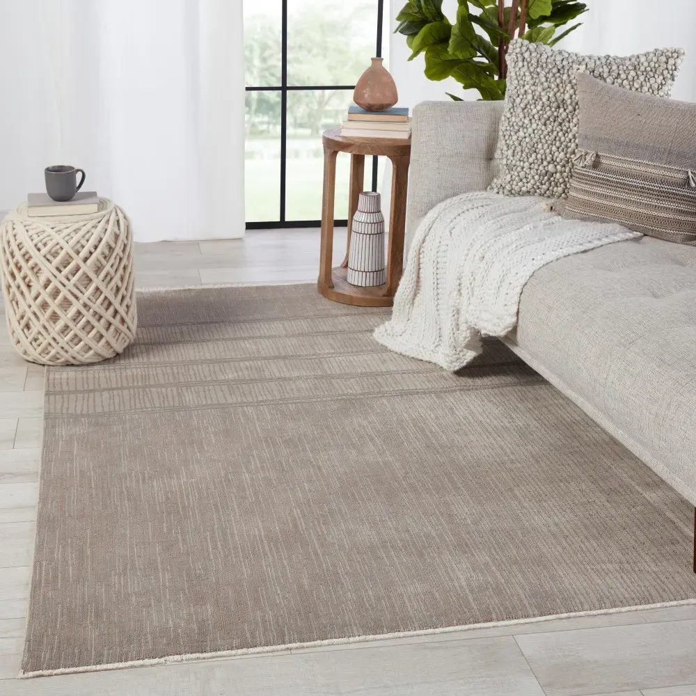 Solomon Patterned Rug - Taupe, Polyester Viscose