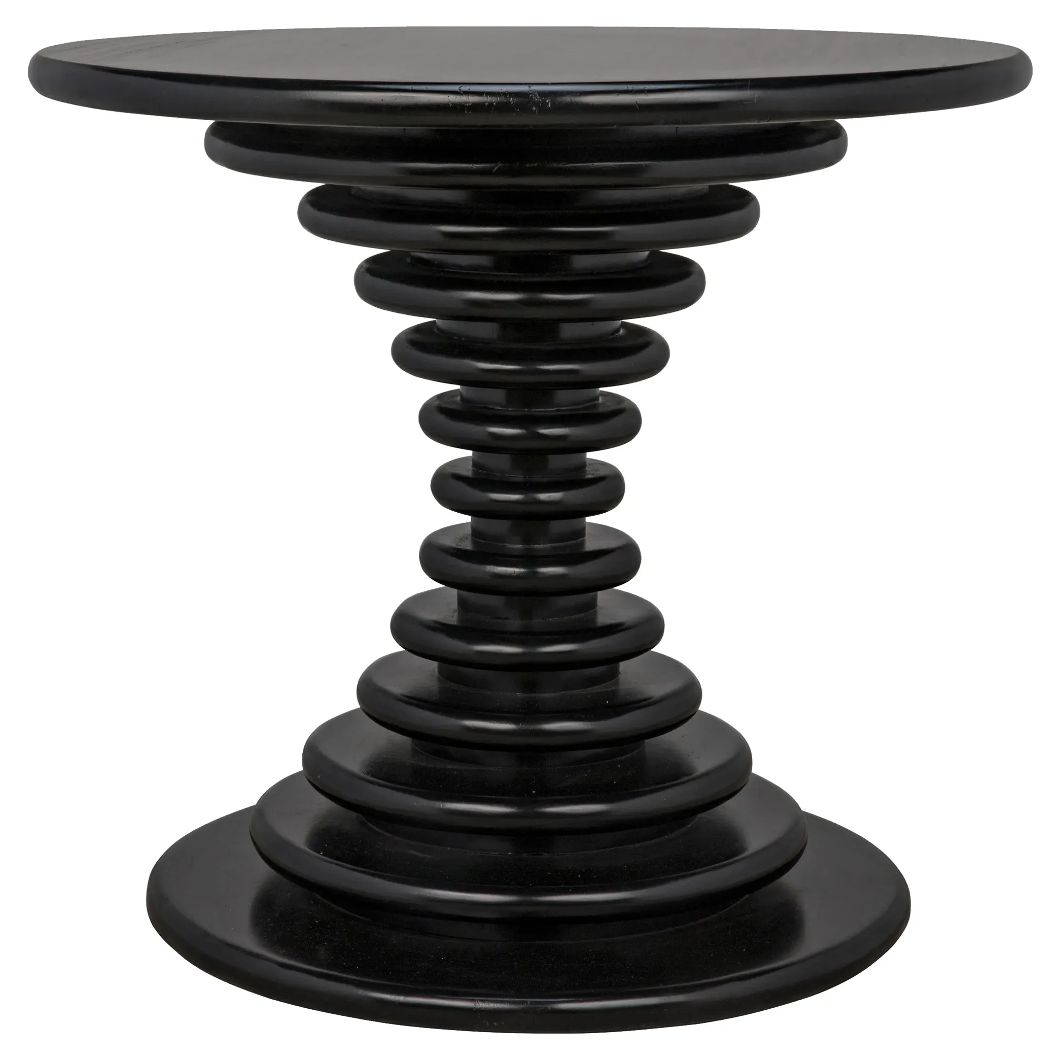 Solomon Round Side Table - Black, Wood