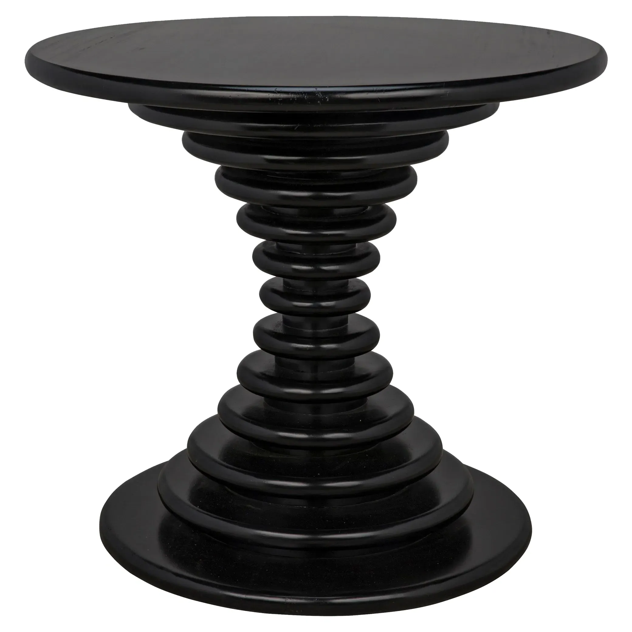 Solomon Round Side Table - Black, Wood