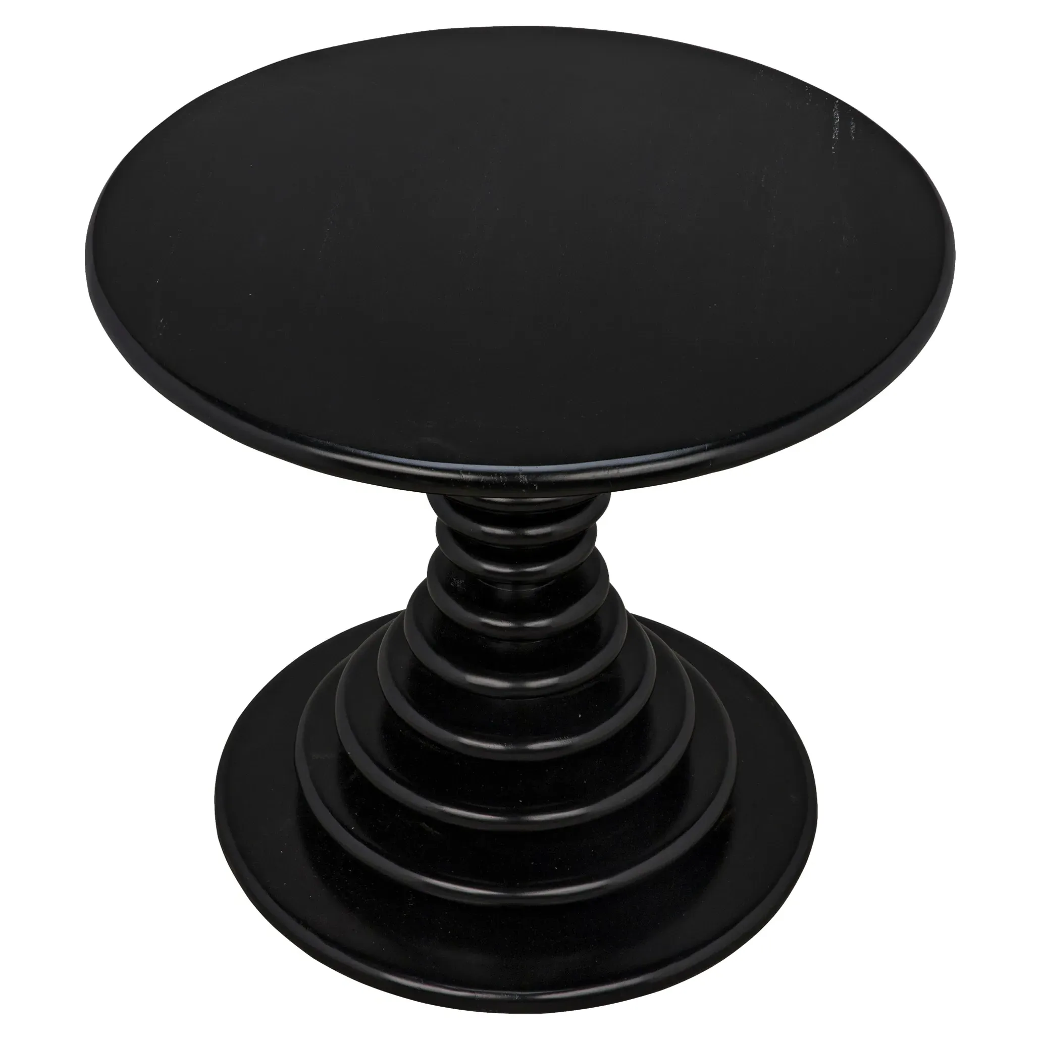 Solomon Round Side Table - Black, Wood