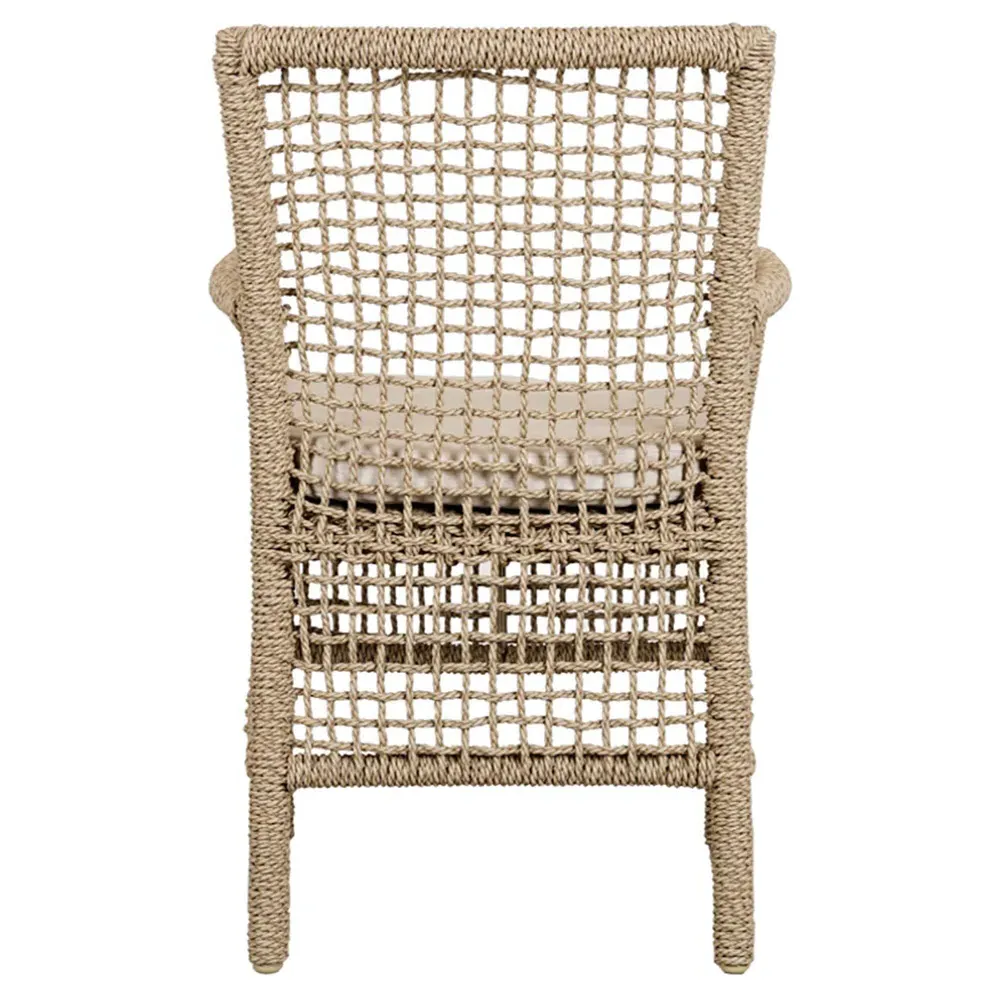 Sonia Dining Arm Chair - White, Brown Woven Rope