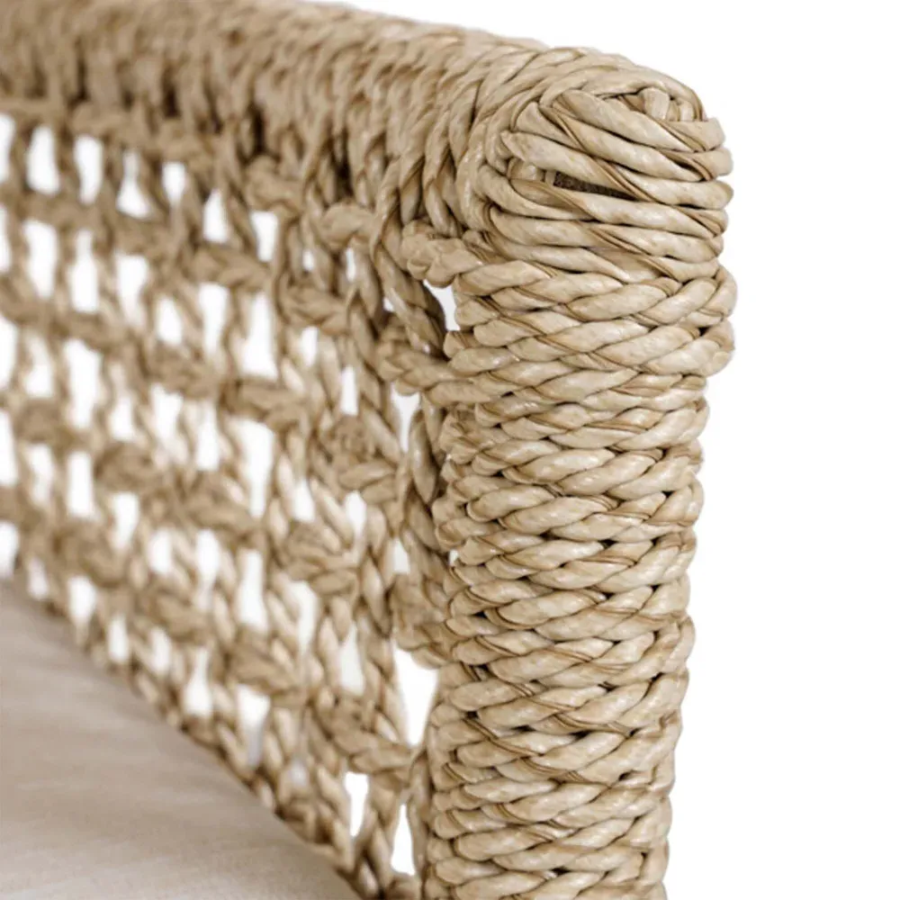 Sonia Dining Arm Chair - White, Brown Woven Rope