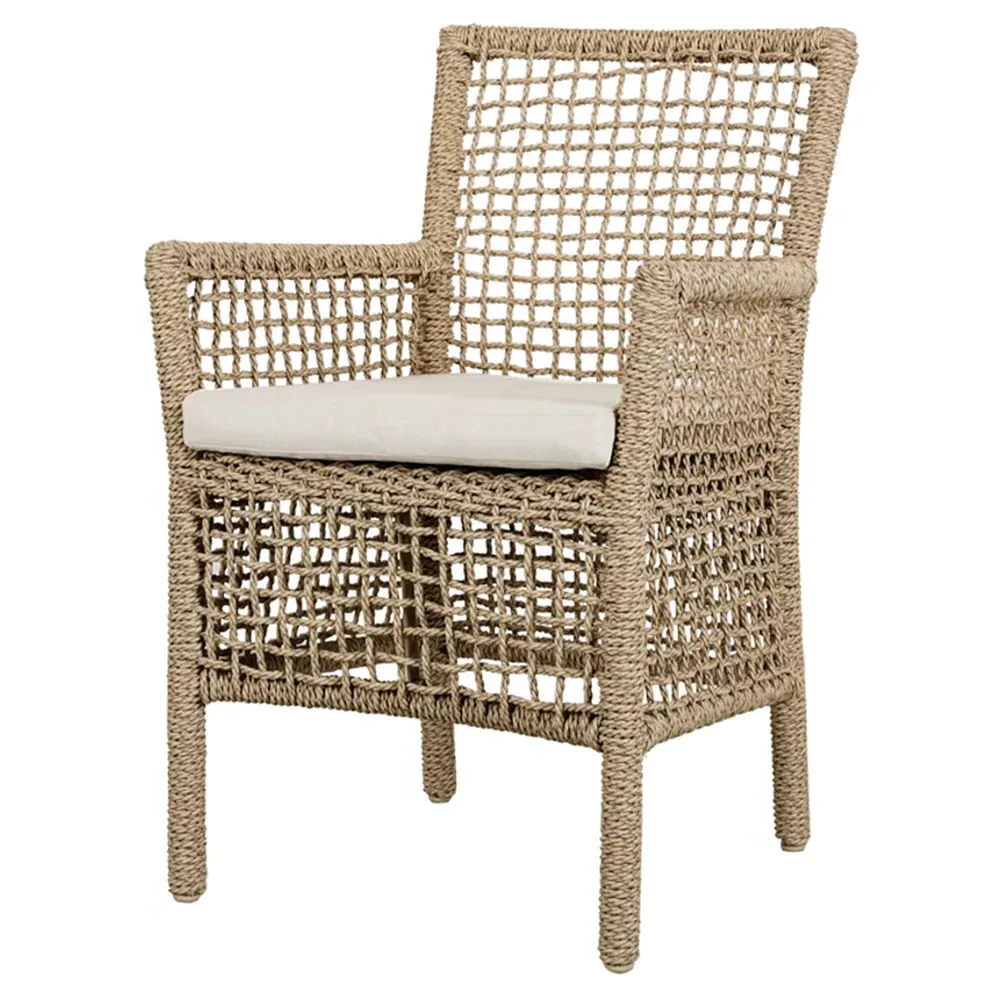 Sonia Dining Arm Chair - White, Brown Woven Rope image