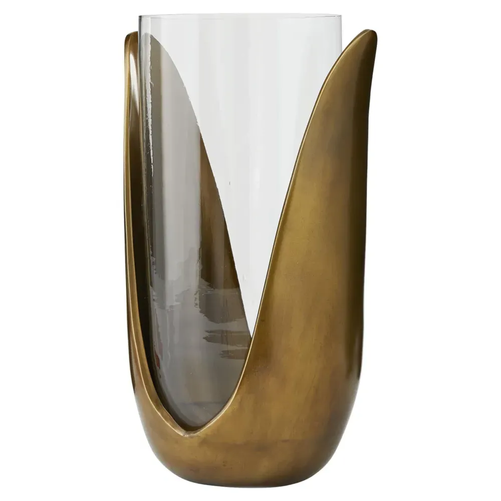 Sonia Glass Vases Set of 2 - Antique Brass, Glass