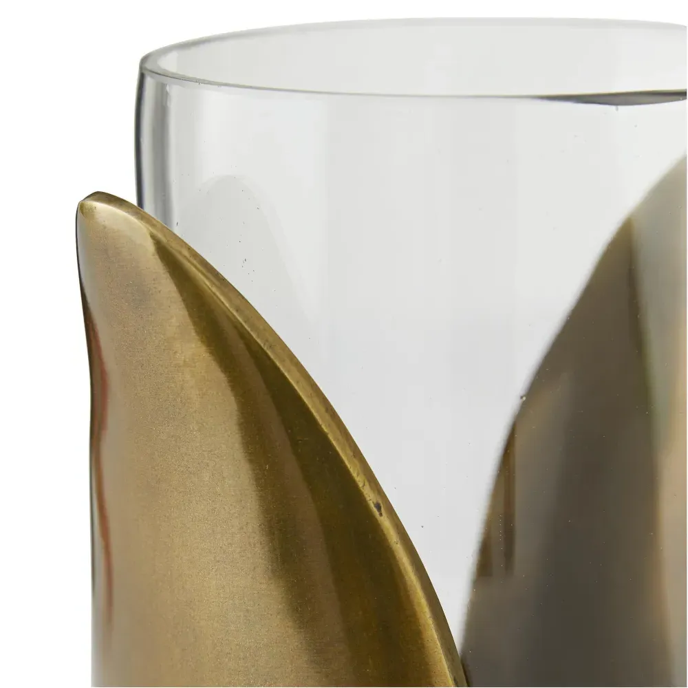 Sonia Glass Vases Set of 2 - Antique Brass, Glass