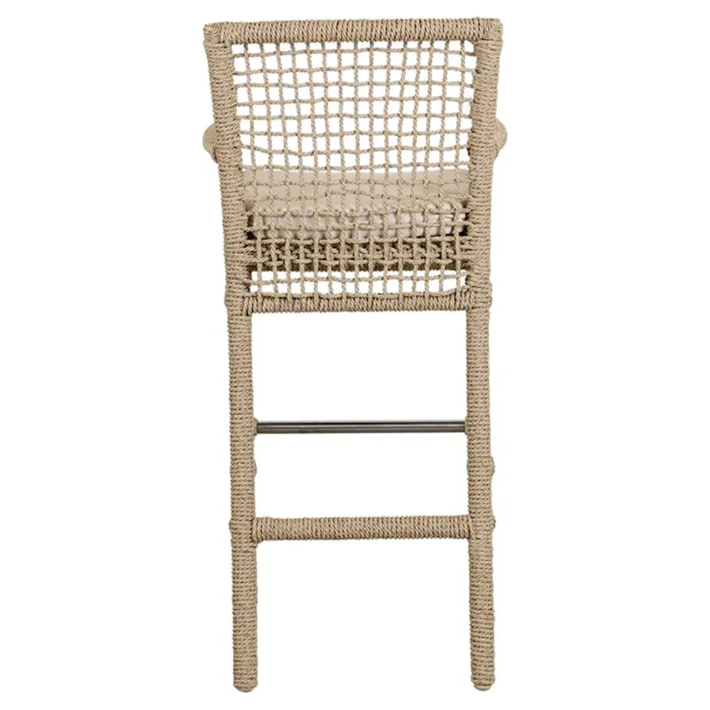 Sonia Upholstered Bar Stool - White, Brown Woven Rope