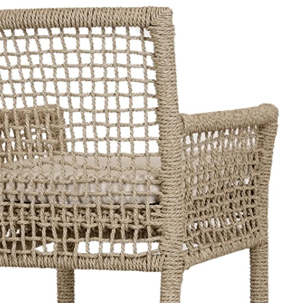 Sonia Upholstered Bar Stool - White, Brown Woven Rope