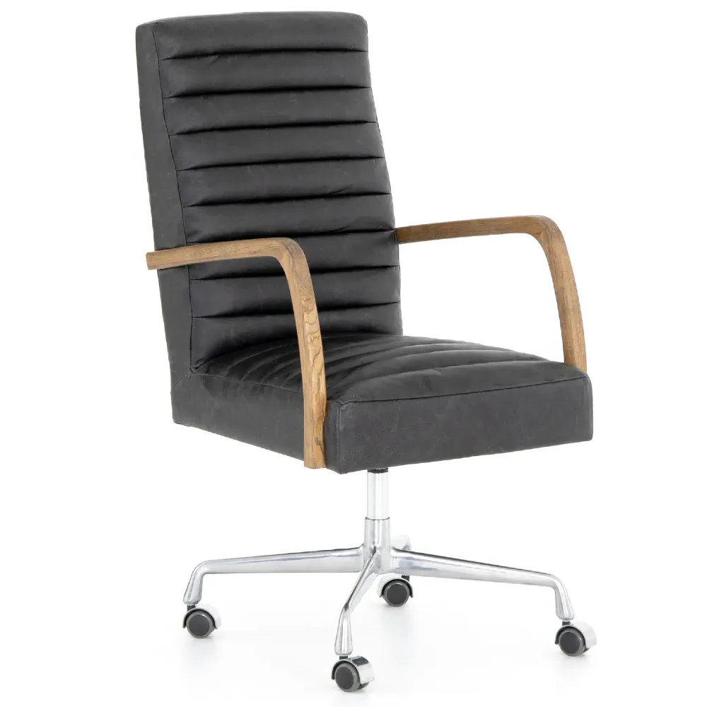 Sonn Tufted Office Chair - Black, Leather