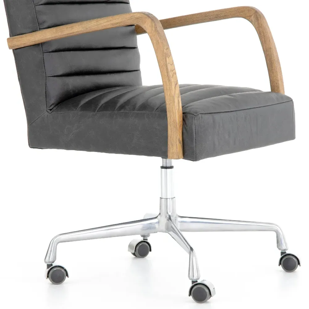 Sonn Tufted Office Chair - Black, Leather