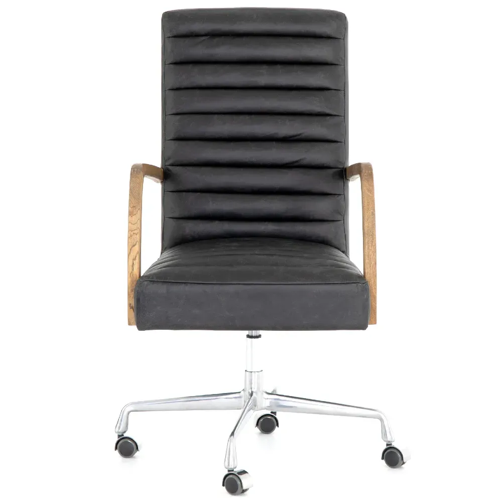 Sonn Tufted Office Chair - Black, Leather