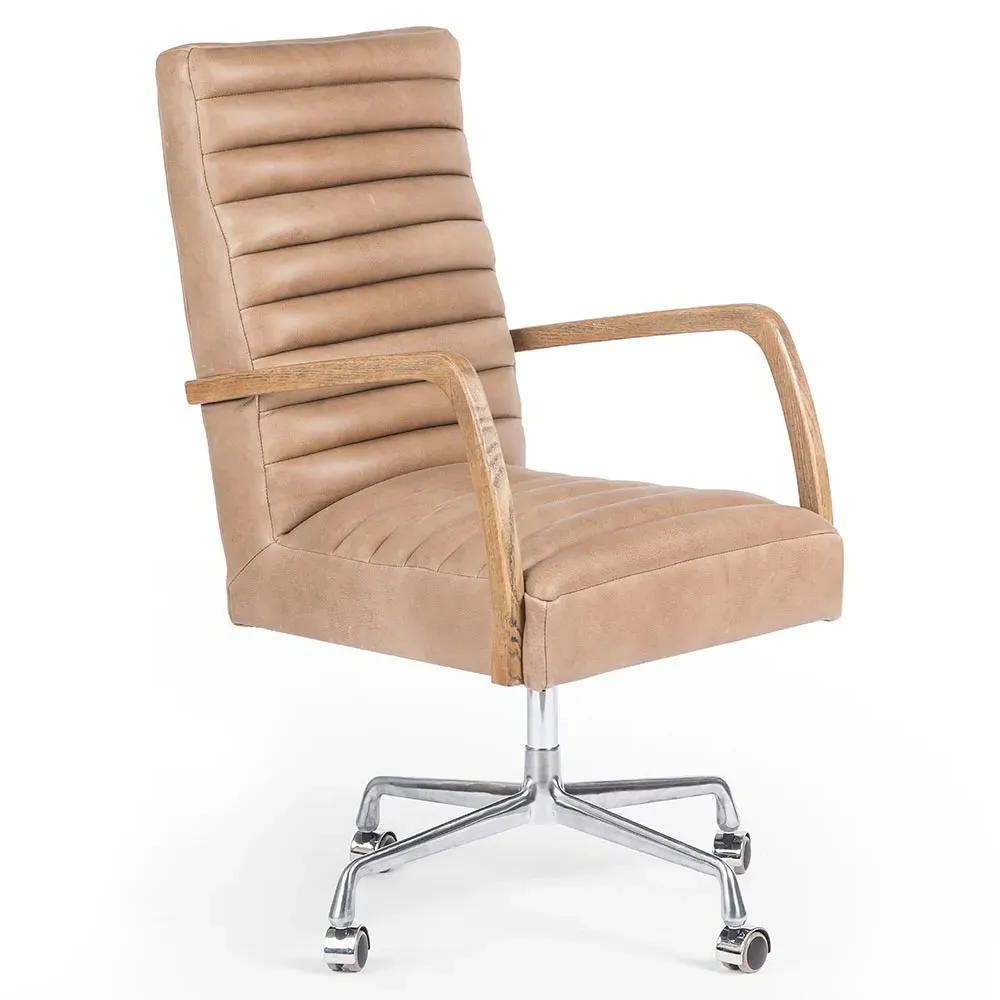 Sonn Tufted Office Chair - Brown, Leather