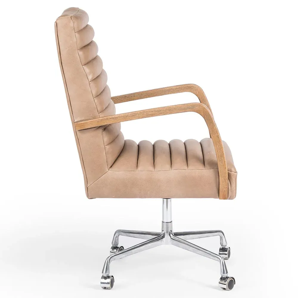 Sonn Tufted Office Chair - Brown, Leather