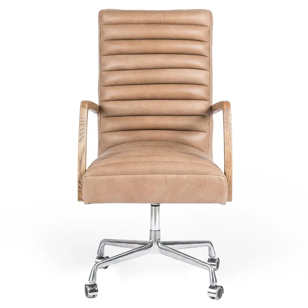 Sonn Tufted Office Chair - Brown, Leather